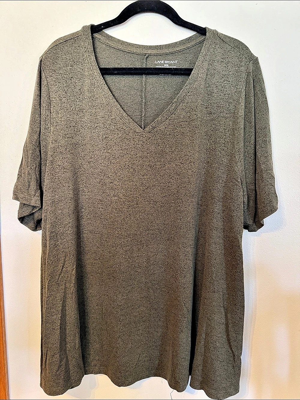 Lane Bryant Classic Perfect Sleeve V-Neck Tee Tunic Green/Brown 18/20